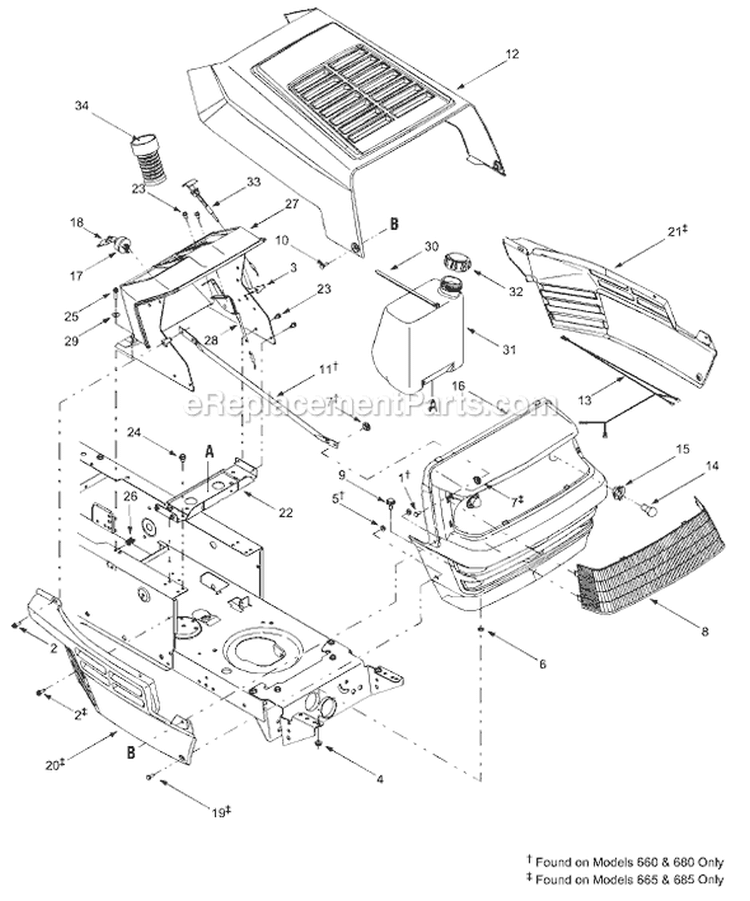 Page F Diagram and Parts List for 13AF685G700 2004 Yard Machines Lawn Tractor